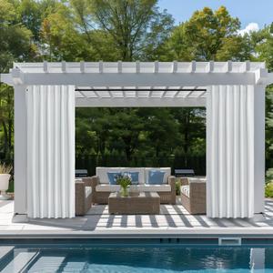 NICETOWN Blackout Outdoor Curtains for Patio Windproof 2 Panels Top & Bottom Pocket & Back Tab, Thermal Fixed Waterproof Safe Drapes Keep Privacy for Yard/Porch, Greyish White, W52 x L84