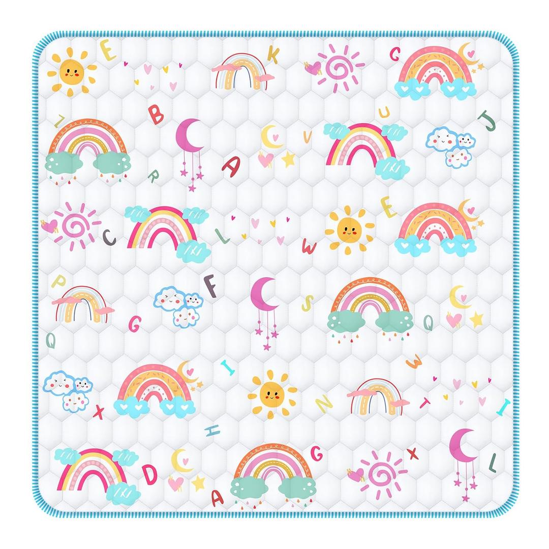 Baby Play Mat 47x47 Playpen Mat Baby Play Mats for Floor Thicker Soft Baby Playmat Non-Slip Cushioned Baby Crawling Mat Foldable Machine Washable Baby Floor Play Mat for Babies Toddlers Infants