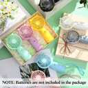 Glooglitter 80 Pcs Mini Portable Fans Bulk Handheld Battery Operated Fan with Lanyard for Makeup Eyelash, Cooling Lightweight Pocket Personal Fans for Indoor Outdoor Travel Use (8 Mixed Colors), about 6 x 3 inches