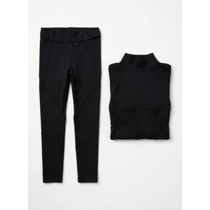 Women's Sexy Seamless Two Piece Outfit Matching Set, Black, Small-Medium