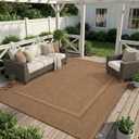 MontVoo-Outdoor Rug-Patio Rug 9x12 ft Polypropylene Indoor Outdoor Rugs Outdoor Carpet for Patio Deck Balcony Porch, Textured Weave, Durable for High Traffic, Fade-Resistant, Modern Neutral Brown