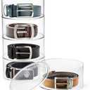 ZENFUN 5 Layers Acrylic Belt Organizer, Stackable Belt Storage Box Clear Display Case Vanity Organizer for Watch, Hair Accessories, Jewelry, Closet and Drawer, 2.6" H x 5.5" Dia