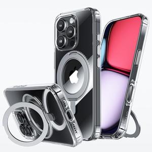 NIMASO for iPhone 16 Pro Case with 360° Spin Magnetic Stand, Compatible with MagSafe, Shockproof Military-Grade Protection Cover, Slim Anti-Yellowing Phone Case for iPhone 16 Pro (6.3 inch), Clear