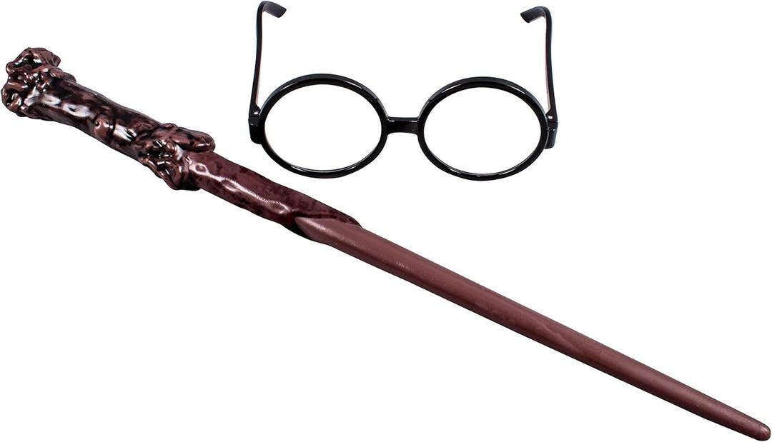 Disguise Harry Potter Accessories Set, Costume Wand and Glasses Kit Black & Brown, Childrens Size