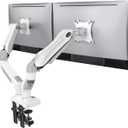 HUANUO Dual Monitor Stand - Full Adjustable Monitor Desk Mount Swivel Vesa Bracket with C Clamp, Grommet Mounting Base for 13 to 32 Inch Computer Screens - Each Arm Holds 4.4 to 19.8lbs - Whtie (White)