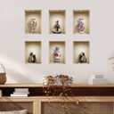 THE NISHA 6 PC Pack Art Magic Pictures Peel and Stick 3D Vinyl Removable Wall Sticker Decals DIY Sticky Backsplash (Lighting Spots), Yoga and Painted Vases 6105