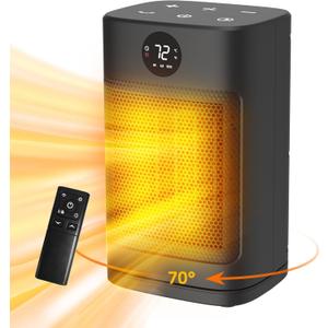 Portable Space Heater for Indoor Use 1500W Personal Ceramic Heater with 3 Heat Settings ECO Mode Overheat Protection Remote Control Small Heater for Room Office Black
