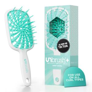 FHI Heat UNbrush Plus  Curly Hair Brush for Gentle & Effective Detangling on Wet or Dry Fragile Hair Types  Detangler Brush w/ 84 UltraFlex Bristles, Ultra-light, Vented, Anti Static Hairbrush