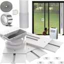 Gulrear 95" Sliding Door AC Vent Kit with  5.9"AC Hose Security Lock & Weather Stripping Universal 5.0/5.9 Inch Coupler for Window/Sliding Glass Door Portable AC Energy Saving Airtight Seal Pancel