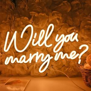SYLHOME Will You Marry Me ? Led Neon Light Sign Hanging Proposal Wedding Party Wall Sign Decor Engagement Valentines Day Girlfriend Bridal Shower Gifts USB 5V 15.75"X9.25"