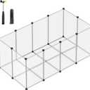 SONGMICS Pet Playpen with Floor, Small Animal Pen, Pet Fence Indoor, DIY Plastic Enclosure for Hamsters, Hedgehogs, 57.1 x 28.3 x 22.4 Inches, White ULPC007W01