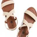 Rekayla Flat Elastic Sandals for Women (6, Beige)