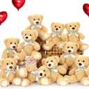 MorisMos Bulk Teddy Bear for Baby Shower,10-Pack Valentine's Teddy Bear Stuffed Animals Bulk,14in Eddy Bear Plush Toy,Soft Centerpiece Decoration Stuffed Animal Wholesale for Birthday Christmas,Brown