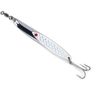 Fishing Lures Sequins, Bass Fishing Vertical Jig Hard Spoon Bait Jig Lure Artificial Hook(84g Silver)