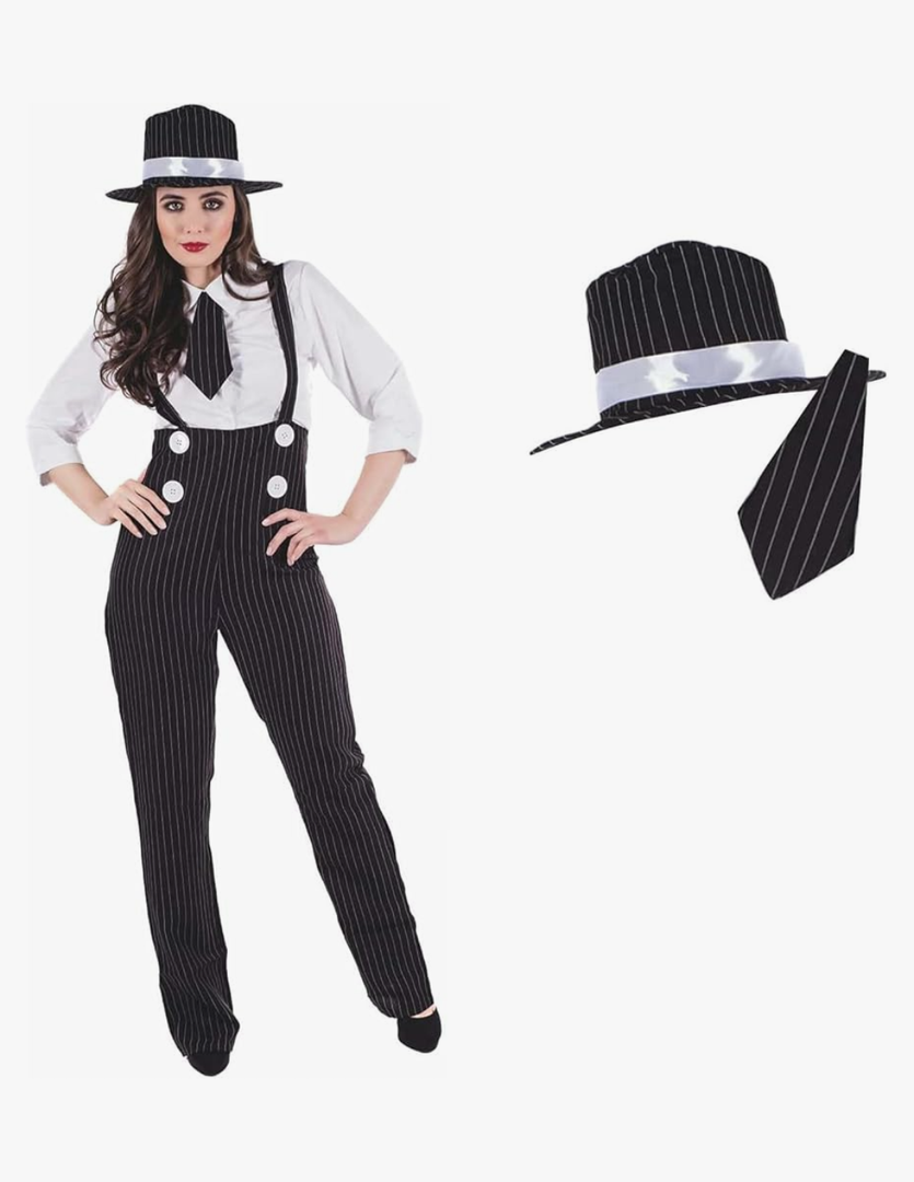 fun shack 20s Mobster Costume for Women, 1920s Gangster Outfit, Halloween Gangster Costume for Women, Vintage Style, Size L