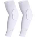 COOLOMG Padded Arm Sleeves Compression Elbow Pads for Volleyball Basketball Football Youth Kids Adult White M