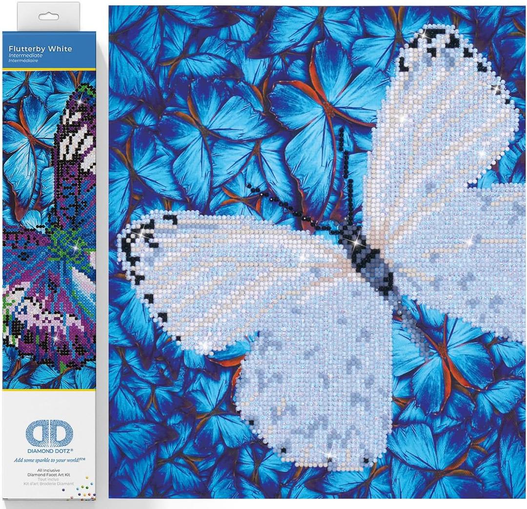 DIAMOND DOTZ Flutterby White Diamond Painting Kits for Adults - Diamond Art Kits a Relaxing Creative Craft Kit with Dotz Gems 12x12