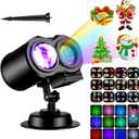 LED Christmas Projector Light Outdoor, LED Projection Lamp with 16 Foils Slidesdouble Projection Light Waterproof, Water Wave Light with Remote Control for Christmas, Party,Indoor And Outdoor Use