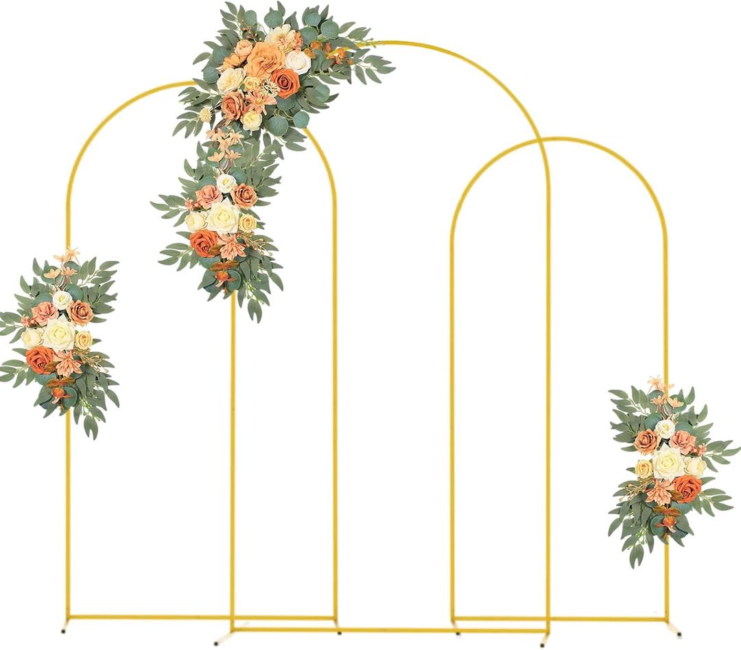 Arch Backdrop Stand Set Of 3 (6Ft/6.6Ft/7.2Ft) Metal Wedding Arch Backdrop Stand For Wedding Ceremony Birthday Baby Shower Party Photo Booth Backdrop Decorations