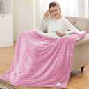 Heated Blanket Electric Throw - Soft Flannel Electric Blanket 50 x 60", Heating Blanket with 10 Time Settings, 6 Heat Settings, Machine Washable with Over-Heat Protection (Pink)