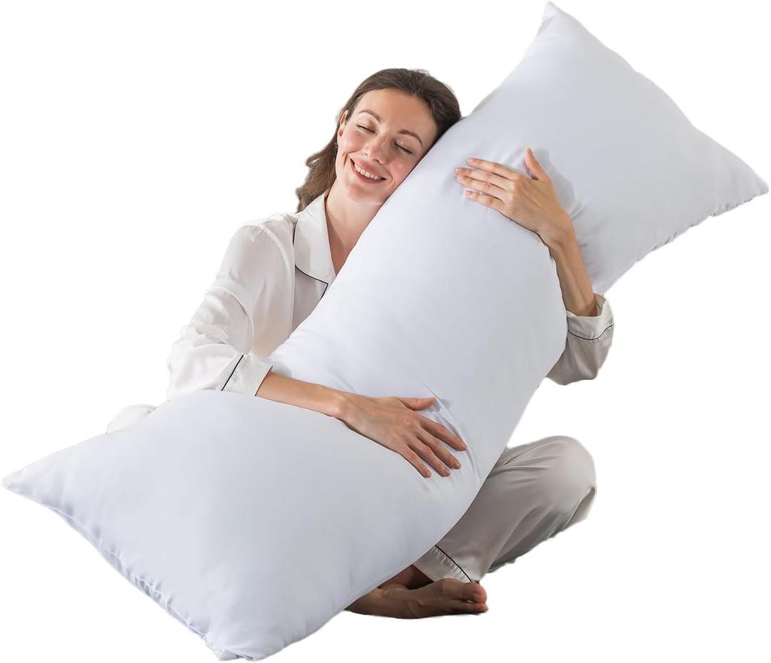 BedTreat Full Body Pillow Insert for Adults - Soft & Fluffy Body Pillow for Side Sleepers - Long & Breathable Body Pillow Insert(20 X 54,White)
