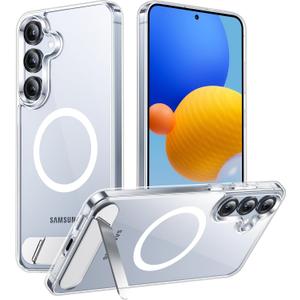 Temdan Magnetic for Samsung Galaxy S25 Case, [Innovate Stand][Military Grade Drop Protection][Non Slip][Non-Yellowing] Shockproof Phone Case for Galaxy S25 6.2" 2025 -Clear