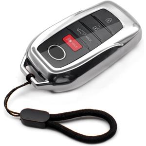 MECHCOS Compatible with Toyota Tacoma Venza Corolla Grand Highlander Prius Land Cruiser Sienna Sequoia Tundra Crown RAV4 Prime Silver TPU Key Fob Cover Case Remote Holder Protector Sleeve Accessories