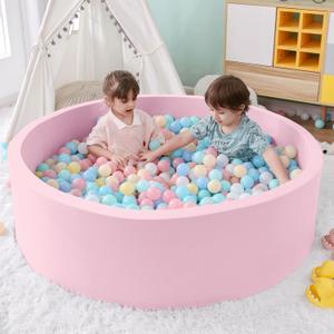 SHJADE 47.2"x 13.8" Foam Ball Pit, Large Ball Pits for Toddlers, Soft Round Playpen Ball Pool for Kids, Ideal Gift for Child Indoor and Outdoor Game, Pink (Balls not Included)