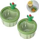 Cactus Sink Strainer,Press Automatic Dumping Basket Kitchen Sink Filter,Multi-Functional Cactus Sink Draining Basket Filter Net (Green/2 Pcs)