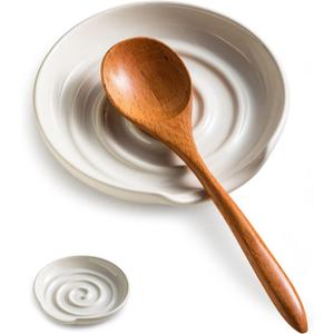 Spoon Holder, Ceramic Spoon Rest for Stove Top, Utensil Holder for Spatula, Coffee Spoon, Spoon Cradle, Kitchen Accessories for Stove, Christmas Gifts, White