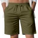 QOSOQ Men's Casual Shorts Work Dress Shorts Drawstring Stretch Summer Beach Flat Front Hybrid Shorts Lightweight Quick Dry (Green, XL)