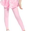JiAmy 2 in 1 Girls Leggings with Skirt High Waisted Tennis Athletic Flowy Skort Legging for Kids (5-6 Years, Z-pink)