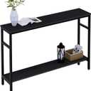 Timberer Narrow Console Table, 47 Inch Sofa Table with Adjustable Shelf, 2-Tier Long Skinny Table for Hallway, Entryway, Living Room, Foyer, Black