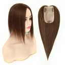 ROSELOVER Hair Toppers For Women Real Human Hair,3x5 Inch Clip in Hairpiece with Invisible Mono Base, Non-Slip Clips, for Thinning Hair, Remy Human Hair Topper,12 Inch, Dark Brown(#2)