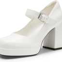 DREAM PAIRS Women's High Chunky Platform Closed Toe Mary Jane Block Heels Square Toe Strappy Dress Wedding Party Pumps Shoes (8.5)