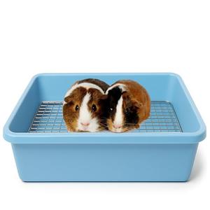 Oncpcare Deep Guinea Pig Litter Box with Metal Grid, Plastic Bunny Litter Pan Potty Trainer Tray for Small Animals Guinea Pig Ferret Rat Ideal for Cage Training and Easy Cleaning (15”x12”x4”, Blue)