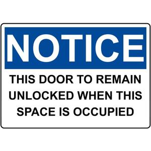 OSHA NOTICE THIS DOOR TO REMAIN UNLOCKED Sign Style 2920 Caution Metal Tin Sign 12x16 Inch for Safety