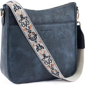 BOSTANTEN Crossbody Bags for Women Trendy Vegan Leather Hobo Purses Shoulder Handbags Wide Shoulder Strap