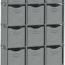 12 Cube Closet Organizers And Storage | Includes All Storage Cube Bins | Easy To Assemble Closet Storage Unit With Drawers | Room Organizer For Clothes, Baby Closet Bedroom, Playroom, Dorm (Grey)