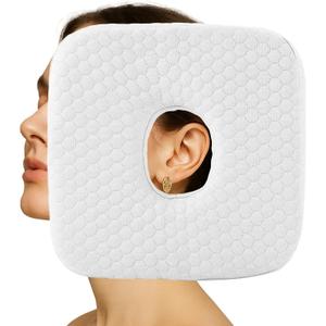 Piercing Pillow for Side Sleepers, Memory Foam Donut Pillow for Ear, Ear Pillows with Holes for Ear Pain, Earring Inflammation Pressure Sores, CNH, Soft and Comfortable Earring Pillow (White)