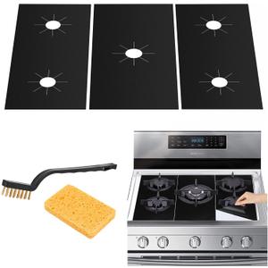 3PCS Stove Covers Stove Protectors for Gas Range(0.5 mm Thick), Extra Long 32" Wider Stove Burner Covers for Gas Stove Top, Reusable Non-Stick Washable Stove Covers Heat Resistant Protectors
