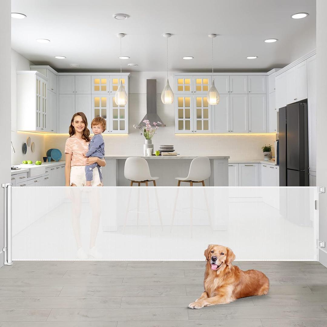 90 Inch Extra Wide Baby Gate for Large Openings Retractable Gates for Doorways Long Baby Gates Indoor Pet Gates for Dogs Extra Wide Dog Gates for The House, White