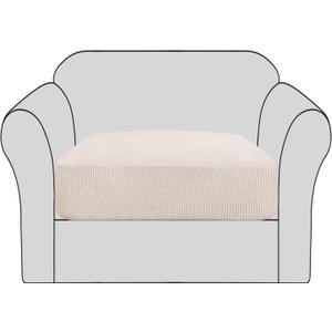 H.VERSAILTEX Stretch Couch Cushion Covers Individual Seat Sofa Chair Slipcovers Cushion Protector Cover Featuring Jacquard Textured Twill Fabric(1 Cushion Chair Cover, Ivory)