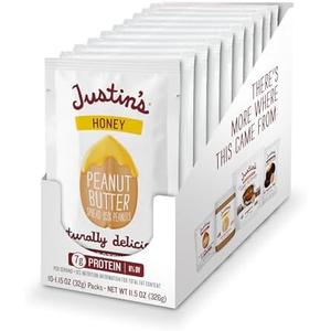 Justin's Honey Peanut Butter Squeeze Packs, Gluten-free, Non-GMO, Responsibly Sourced, Pack of 20 (1.15oz each), Best By: 05/06/2026