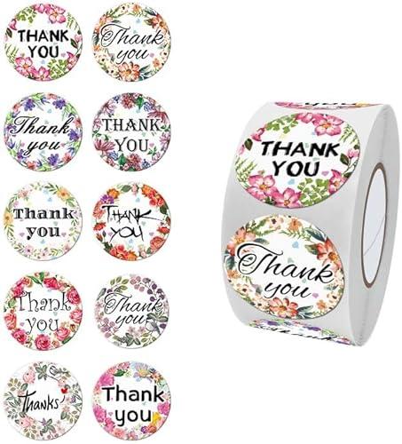 DNYMJBO 500 PCS Thank You Stickers, Ten Floral Pattern Designs Thank You Labels, Self-Adhesive Stickers for Wedding Birthday Party Gift Wrap Bag, 1 Inch Thank You Sticker for Small Business, A244,Set of 4