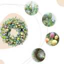 Easter Wreath, 20" Easter Colorful Eggs Door Wreath, Easter Wreaths with Green Leaves for Front Door Hanging Decorations for Home Party Farmhouse Spring Summer Indoor Outdoor Decor