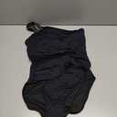 Aidonger One Shoulder One Piece Swimsuit for Women Mesh Tummy Control Bathing Suit Twist Swimwear with Removable Strap Black M