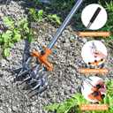 BARAYSTUS Rotary Cultivator Garden Rotary Tiller Adjustable Stainless Steel Poles Hand Tiller for Soil Mixing or Reseeding Grass Lawn Tiller Total Length 57 Inch