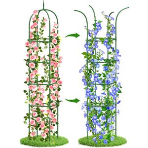 Trellis for Climbing Plants Outdoor, 6FT Garden Obelisk Rustproof PE Coated Metal Potted Plant Climbing Support, Thickened Tube Plant Tower Trellis for Clematis Vine Support Indoor (1 Pack)