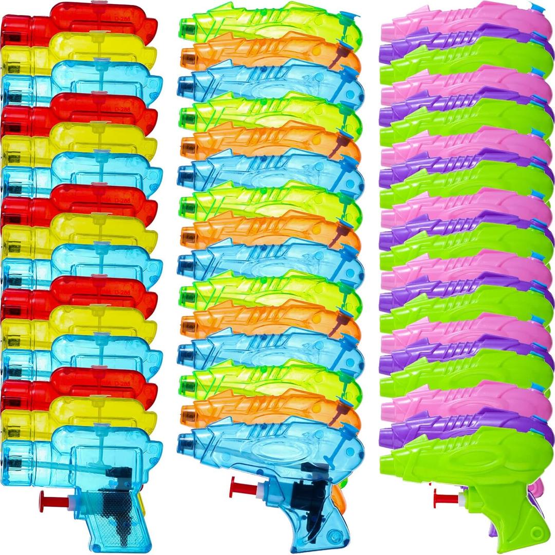 Threan 100 Pack Water Gun for Kids Mini Water Gun Toy Colors Plastic Squirt Pistol Small Fun for Adults Teens Summer Pool Beach Party Favor Outdoor Game Bath Birthday(Cool)